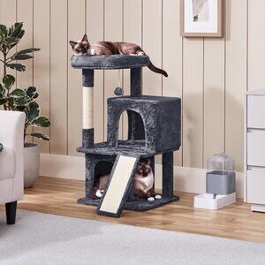 New 54in Cat Tree Light Gray with Tunnel, Hammock, and Scratching Posts